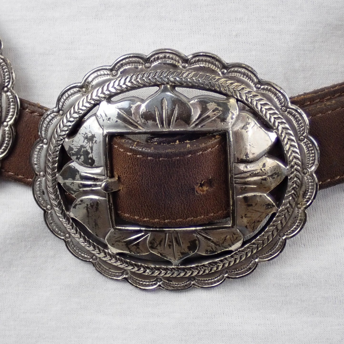 Vintage BRIGHTON Southwestern Navajo 1st Phase Inspired Sunflower Concho Belt