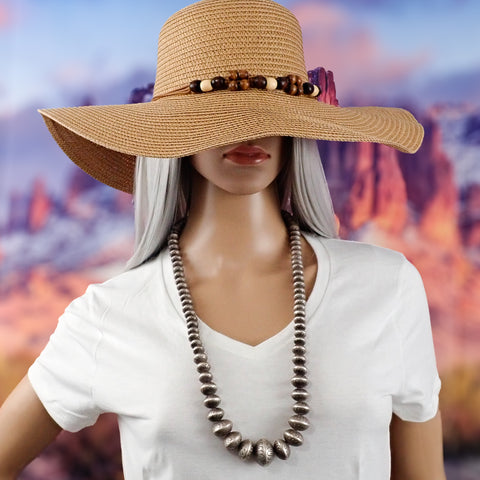 Late 20th Century Native American Hand-Chased Sterling Silver Graduated Navajo Pearls Bead Necklace