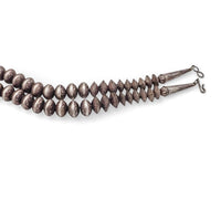 Late 20th Century Native American Hand-Chased Sterling Silver Graduated Navajo Pearls Bead Necklace
