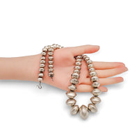 Native American Navajo Smooth Sterling Silver Graduated Navajo Pearls Bead Necklace by L. YAZZIE