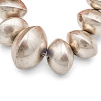 Native American Navajo Smooth Sterling Silver Graduated Navajo Pearls Bead Necklace by L. YAZZIE