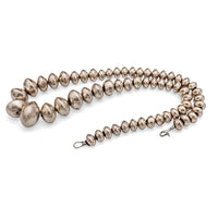 Native American Navajo Smooth Sterling Silver Graduated Navajo Pearls Bead Necklace by L. YAZZIE