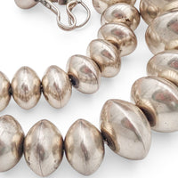 Native American Navajo Smooth Sterling Silver Graduated Navajo Pearls Bead Necklace by L. YAZZIE
