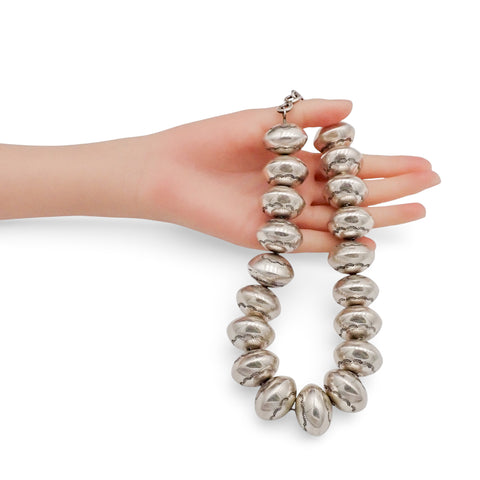 Native American Statement Hand-Stamped Sterling Silver Navajo Pearls Choker 1