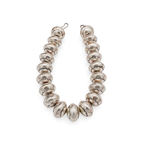 Native American Statement Hand-Stamped Sterling Silver Navajo Pearls Choker 1