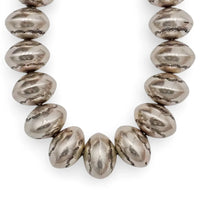 Native American Statement Hand-Stamped Sterling Silver Navajo Pearls Choker 1" Bead Necklace by P. & D. CURLEY