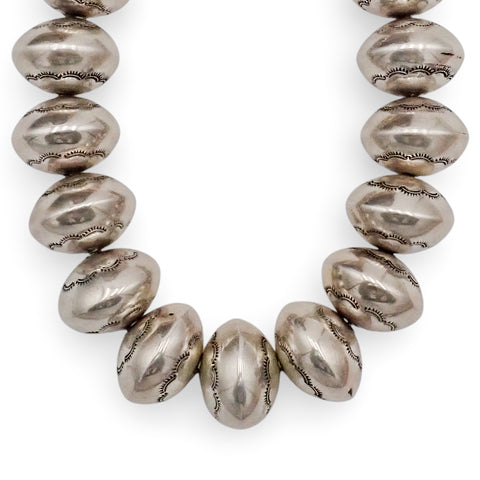 Native American Statement Hand-Stamped Sterling Silver Navajo Pearls Choker 1