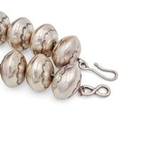 Native American Statement Hand-Stamped Sterling Silver Navajo Pearls Choker 1" Bead Necklace by P. & D. CURLEY