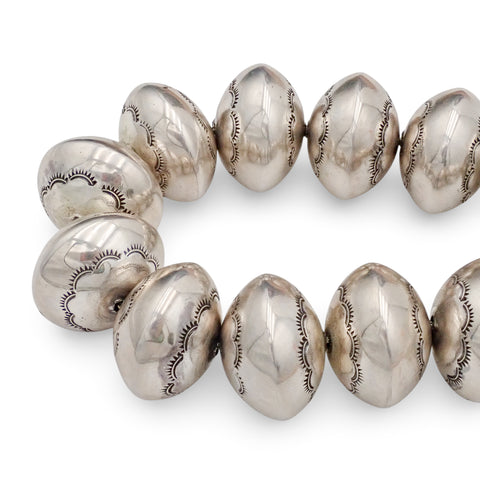 Native American Statement Hand-Stamped Sterling Silver Navajo Pearls Choker 1