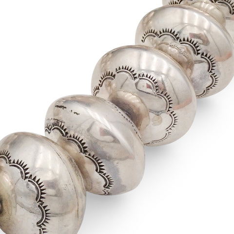 Native American Statement Hand-Stamped Sterling Silver Navajo Pearls Choker 1