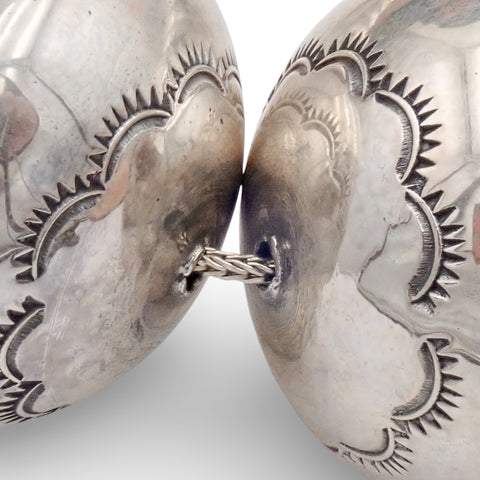 Native American Statement Hand-Stamped Sterling Silver Navajo Pearls Choker 1