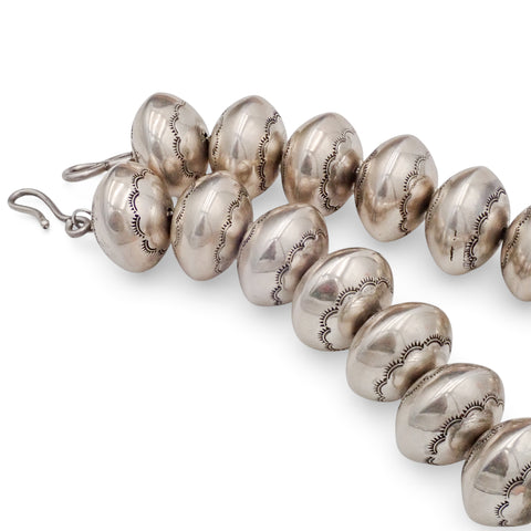 Native American Statement Hand-Stamped Sterling Silver Navajo Pearls Choker 1