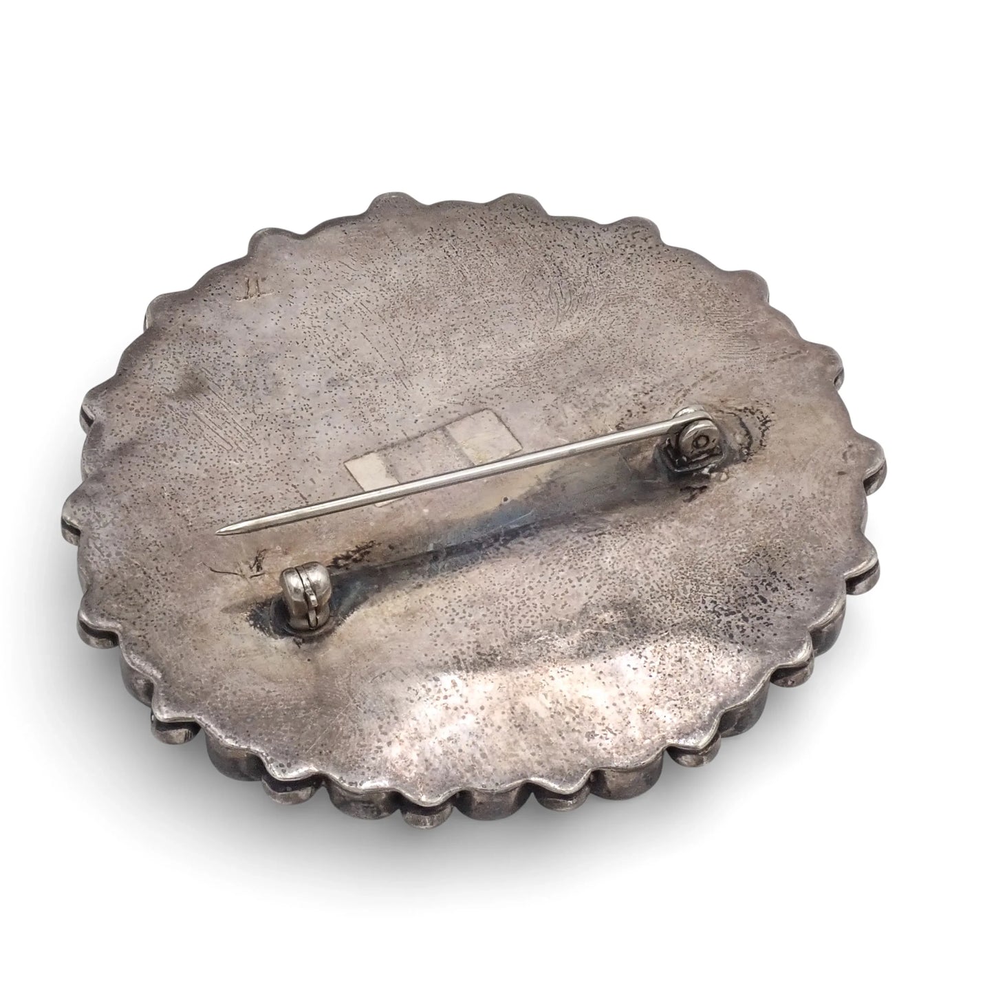 1950s Native American Navajo Persian Turquoise Rosette Cluster Sterling Pin Brooch by TOBE TURPEN