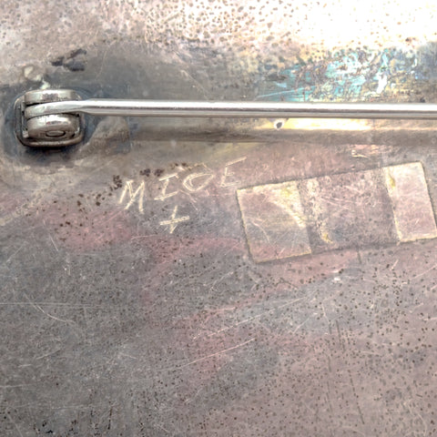 1950s Native American Navajo Persian Turquoise Rosette Cluster Sterling Pin Brooch by TOBE TURPEN