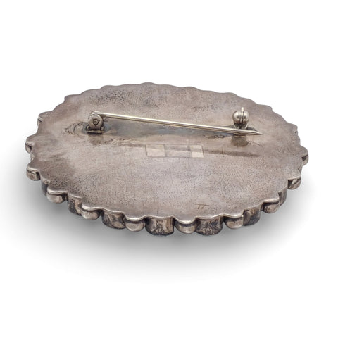 1950s Native American Navajo Persian Turquoise Rosette Cluster Sterling Pin Brooch by TOBE TURPEN