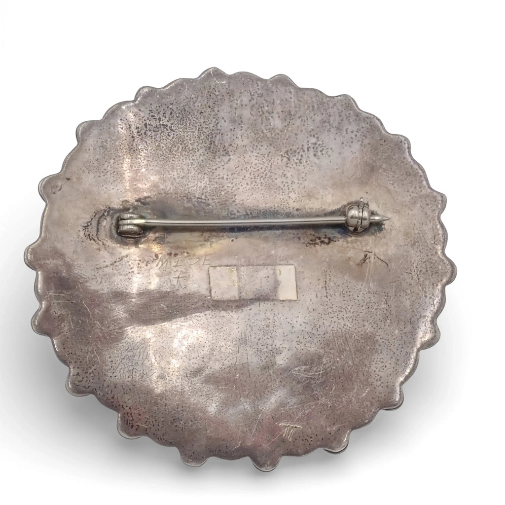 1950s Native American Navajo Persian Turquoise Rosette Cluster Sterling Pin Brooch by TOBE TURPEN
