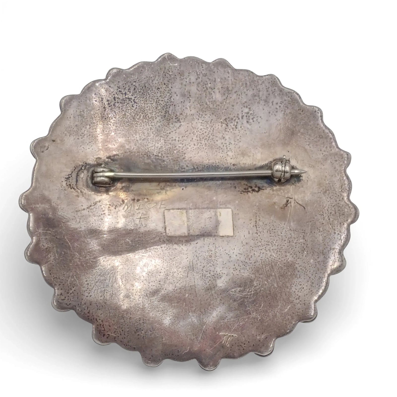 1950s Native American Navajo Persian Turquoise Rosette Cluster Sterling Pin Brooch by TOBE TURPEN