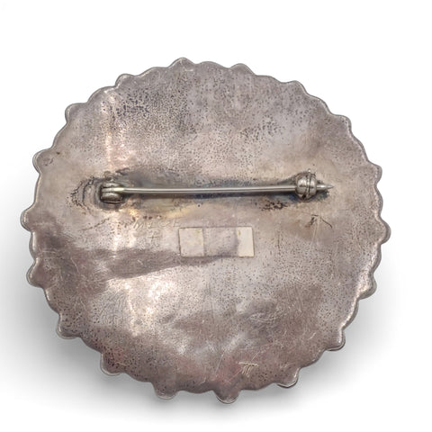 1950s Native American Navajo Persian Turquoise Rosette Cluster Sterling Pin Brooch by TOBE TURPEN