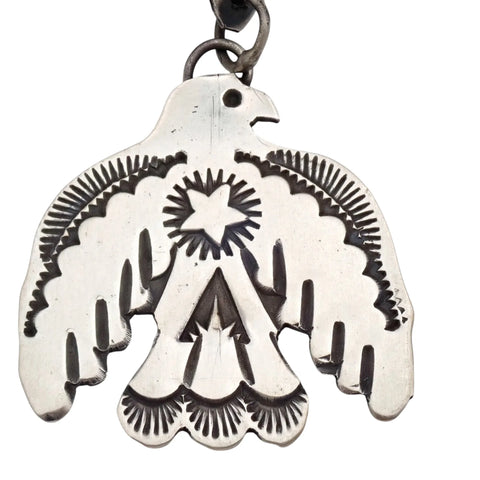 Thunderbird Sampler Drop Post Earrings with Deep Stamps & Chasing by Navajo Artisan V. J. PLATERO