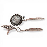 Thunderbird Sampler Drop Post Earrings with Deep Stamps & Chasing by Navajo Artisan V. J. PLATERO