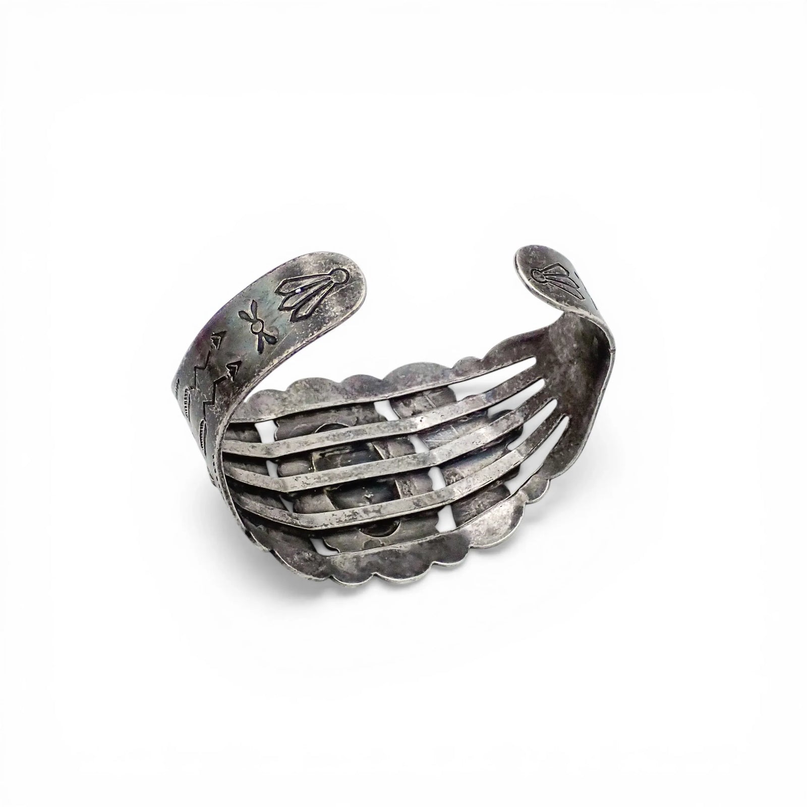 1940s Harvey Era High-Grade Natural Turquoise Sterling Silver Navajo Cuff Bracelet by SILVER ARROW