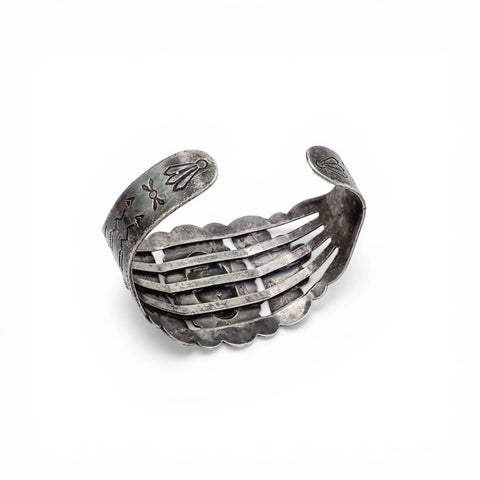 Late Fred Harvey Era High-Grade Natural Turquoise Sterling Silver Cuff Bracelet by SILVER ARROW