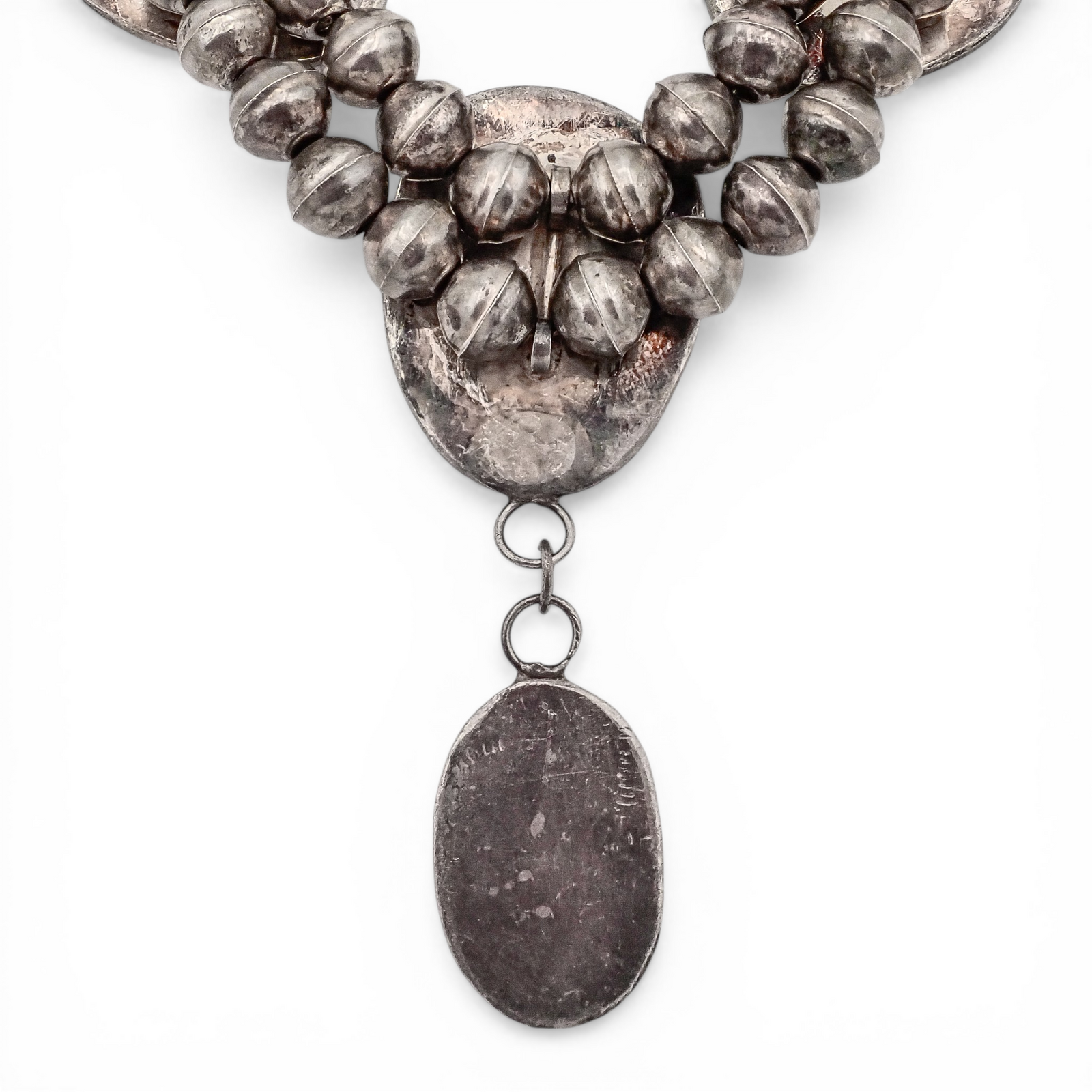 88-Gram Navajo Fox Turquoise Sterling Silver Eight-Stone Station Bead Necklace