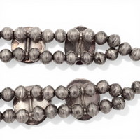88-Gram Navajo Fox Turquoise Sterling Silver Eight-Stone Station Bead Necklace