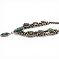 88-Gram Navajo Fox Turquoise Sterling Silver Eight-Stone Station Bead Necklace