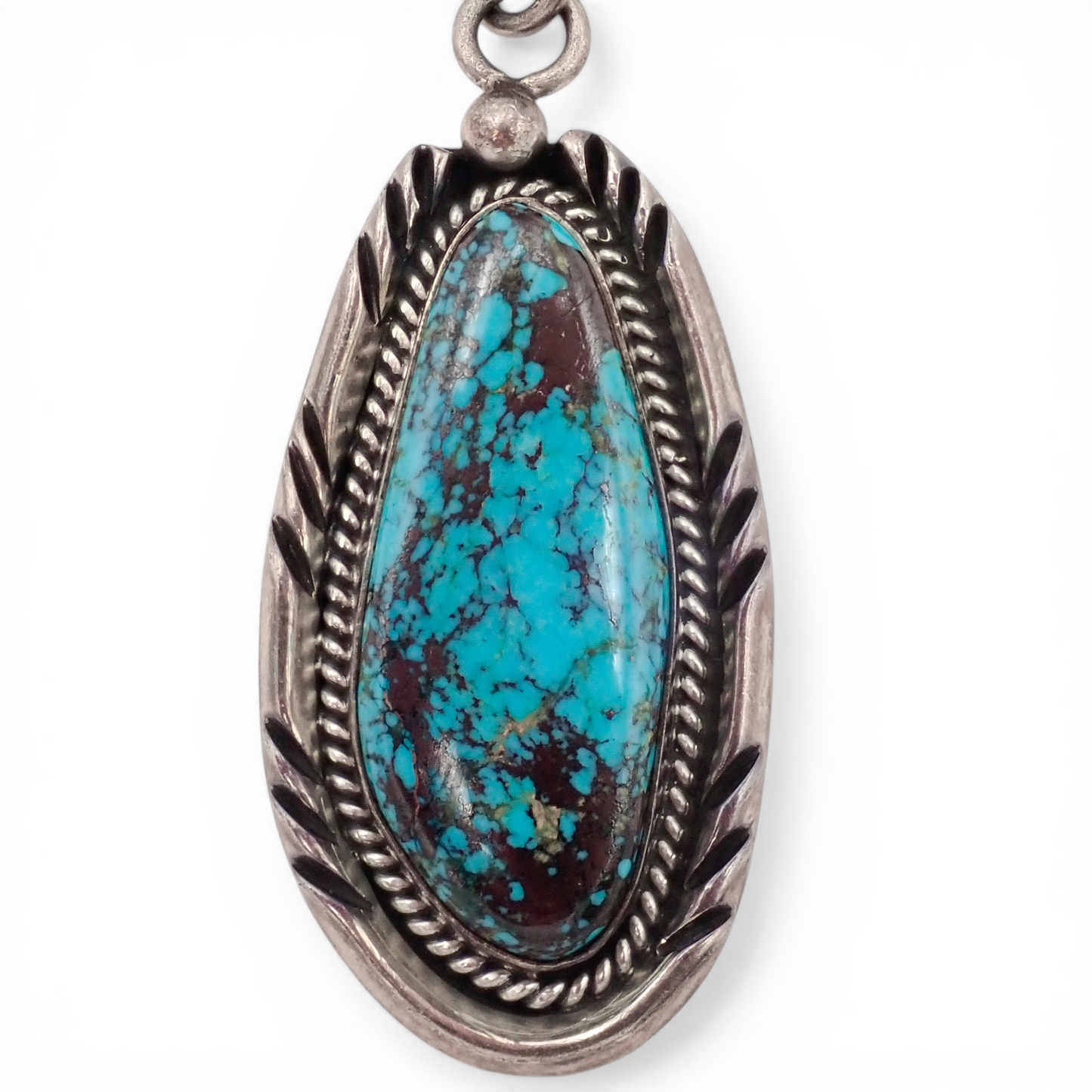 90-Gram Navajo Saturated Blue Spiderweb Turquoise Sterling Silver Station Necklace by B. SANDOVAL