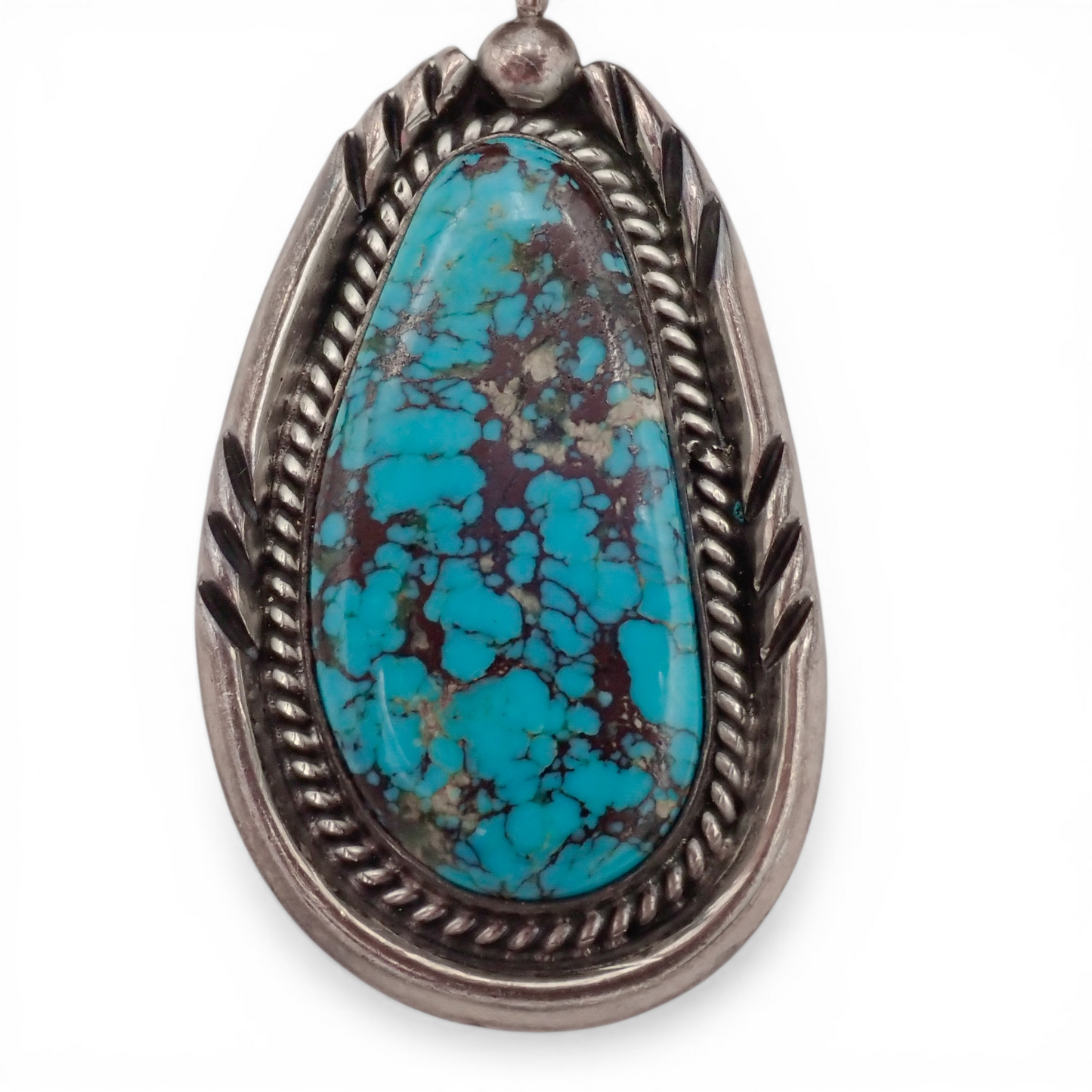 90-Gram Navajo Saturated Blue Spiderweb Turquoise Sterling Silver Station Necklace by B. SANDOVAL