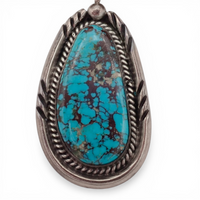 90-Gram Navajo Saturated Blue Spiderweb Turquoise Sterling Silver Station Necklace by B. SANDOVAL