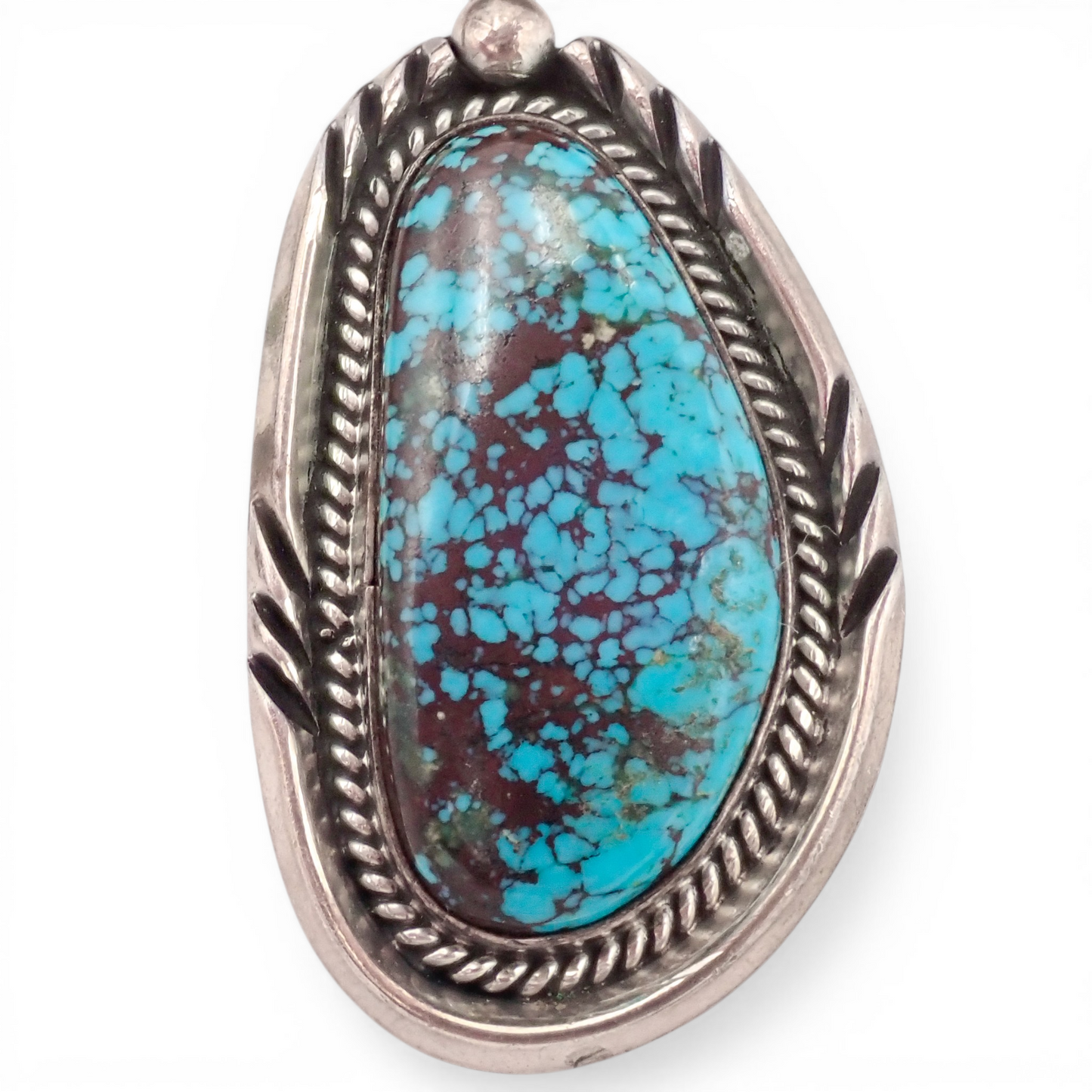 90-Gram Navajo Saturated Blue Spiderweb Turquoise Sterling Silver Station Necklace by B. SANDOVAL