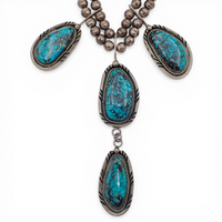 90-Gram Navajo Saturated Blue Spiderweb Turquoise Sterling Silver Station Necklace by B. SANDOVAL