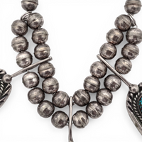 90-Gram Navajo Saturated Blue Spiderweb Turquoise Sterling Silver Station Necklace by B. SANDOVAL