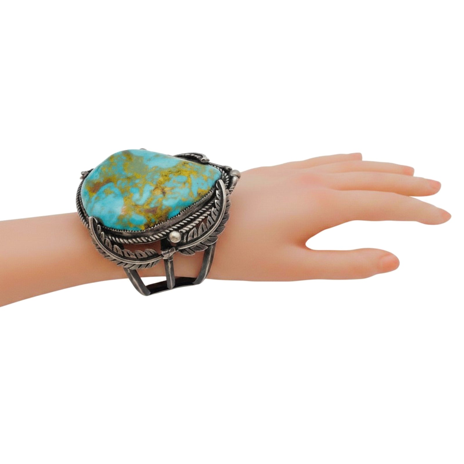 161-Gram Extra-Large Vivid Blue & Golden Matrix Turquoise Sterling Silver Navajo Cuff Bracelet