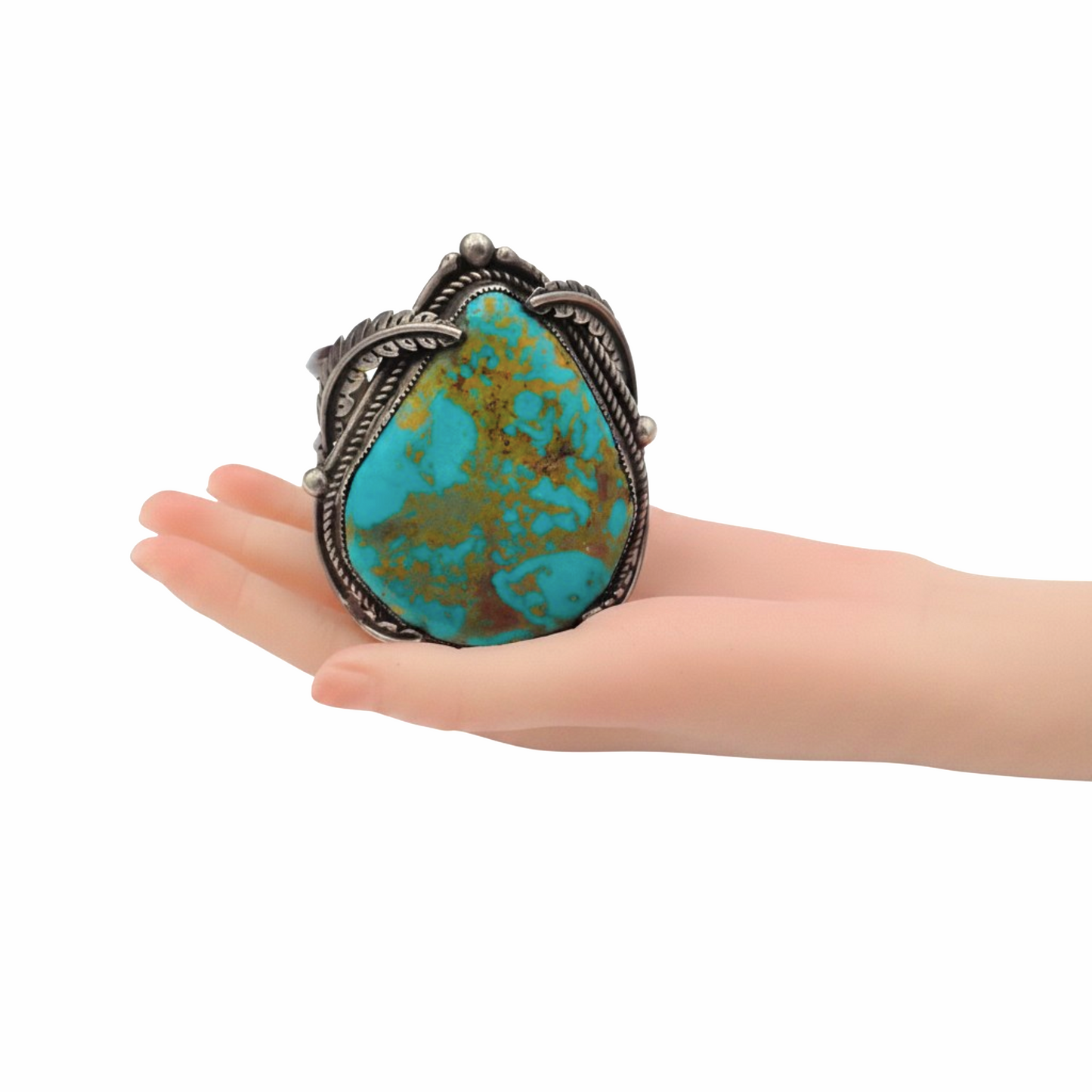 161-Gram Extra-Large Vivid Blue & Golden Matrix Turquoise Sterling Silver Navajo Cuff Bracelet