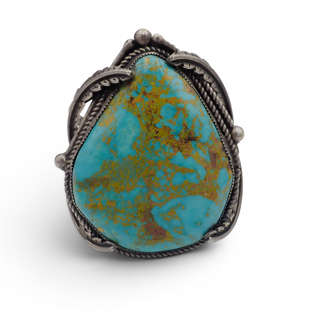 161-Gram Extra-Large Vivid Blue & Golden Matrix Turquoise Sterling Silver Navajo Cuff Bracelet
