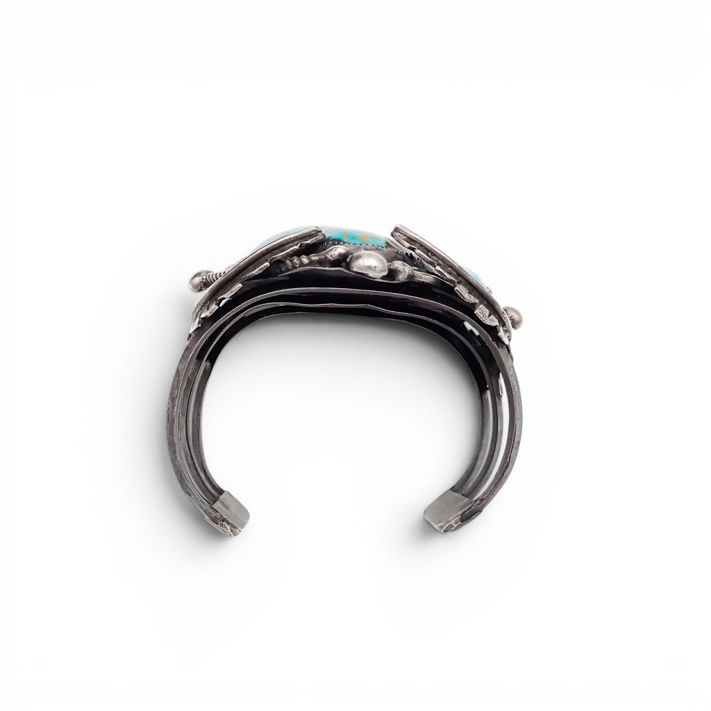 161-Gram Extra-Large Vivid Blue & Golden Matrix Turquoise Sterling Silver Navajo Cuff Bracelet