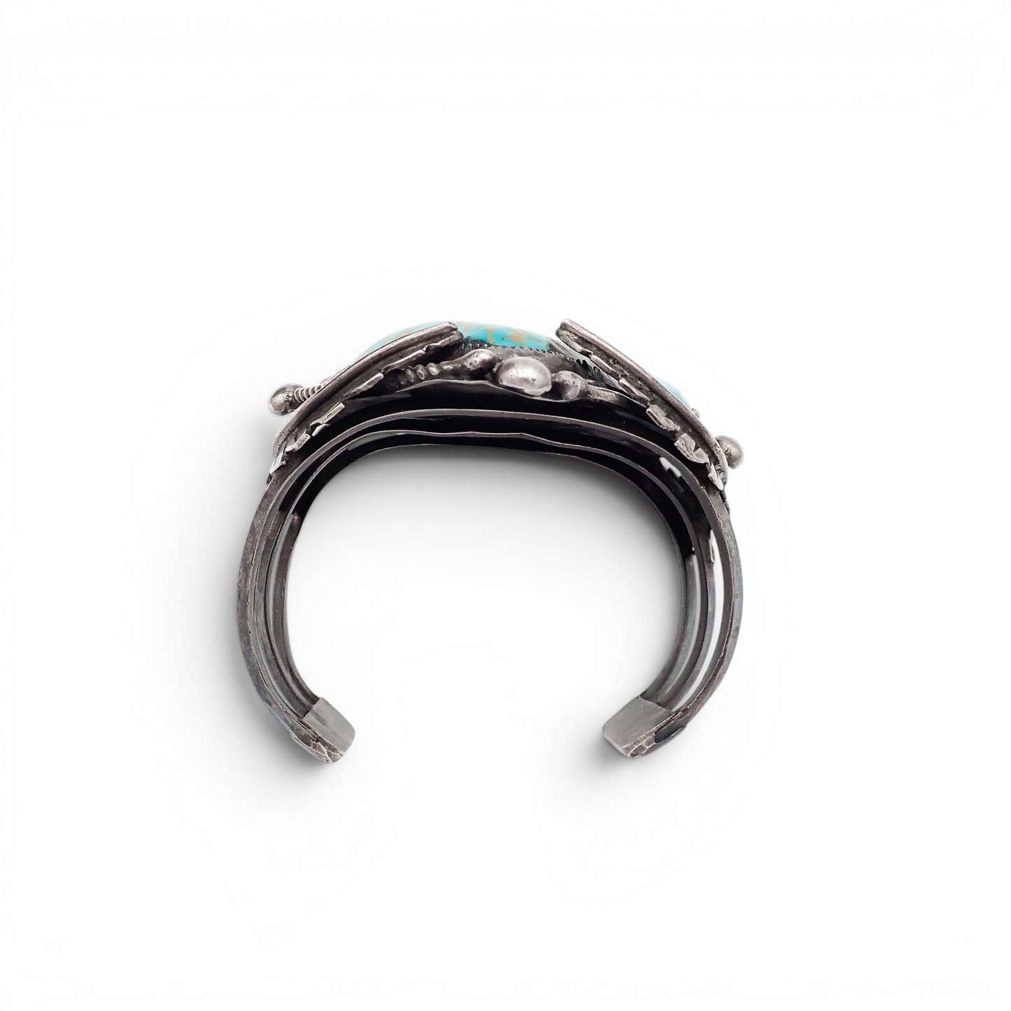 161-Gram Extra-Large Vivid Blue & Golden Matrix Turquoise Sterling Silver Navajo Cuff Bracelet