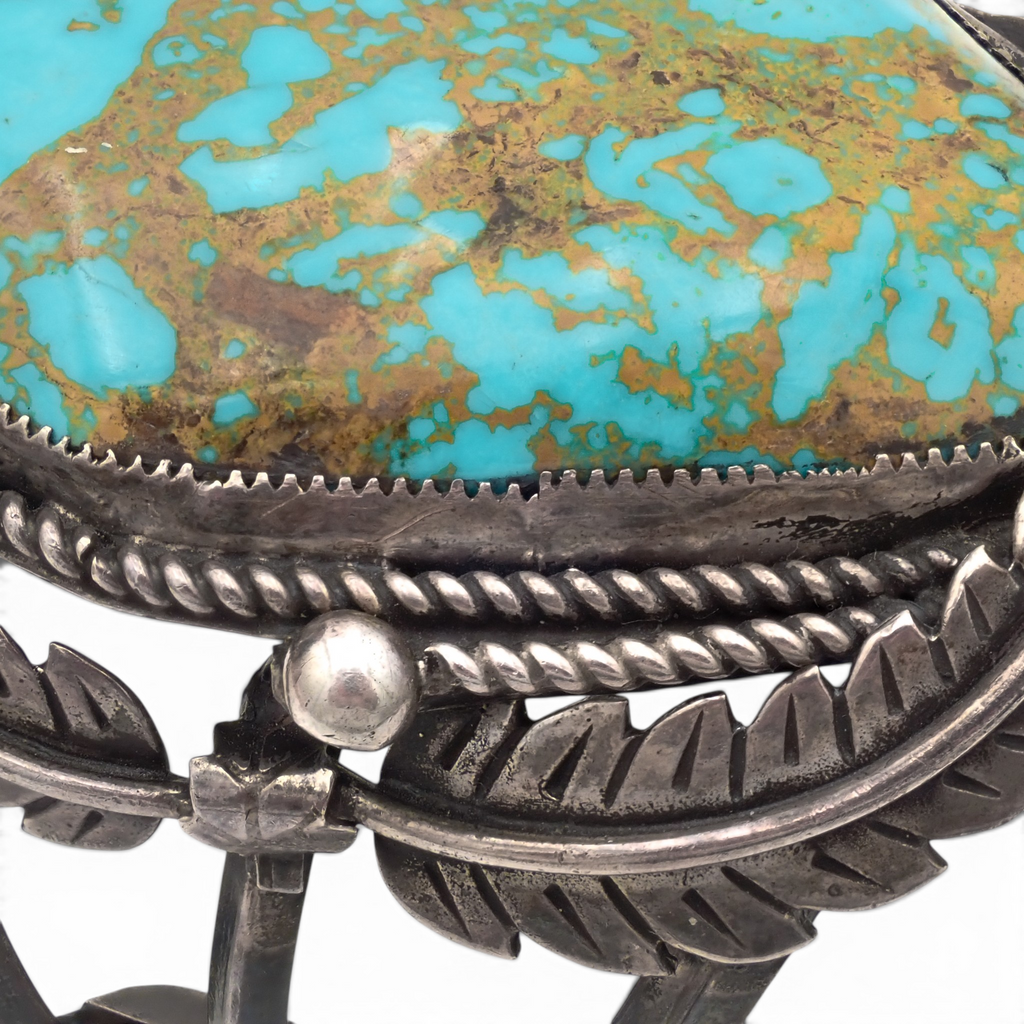 161-Gram Extra-Large Vivid Blue & Golden Matrix Turquoise Sterling Silver Navajo Cuff Bracelet
