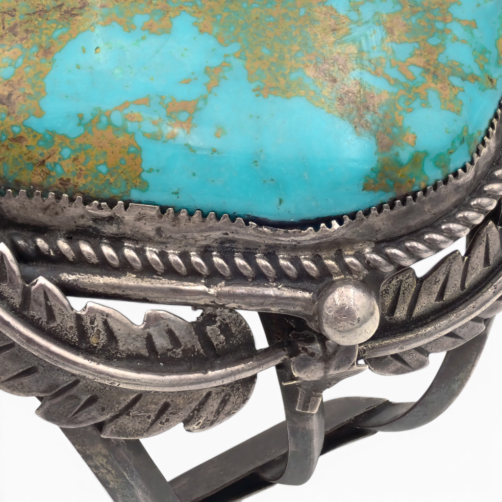 161-Gram Extra-Large Vivid Blue & Golden Matrix Turquoise Sterling Silver Navajo Cuff Bracelet