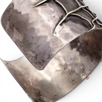 1970s Southwestern Navajo Kingman Turquoise Spider Sterling Silver Raised Web Shank Cuff Bracelet