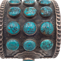 144-Gram Navajo Teal Spiderweb Turquoise Multi-Row Stone Setting Sterling Cuff Bracelet