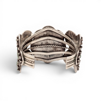158-Gram Kingman & Morenci Turquoise Cluster Sterling Cuff Bracelet by Navajo Artist D. CHATTER