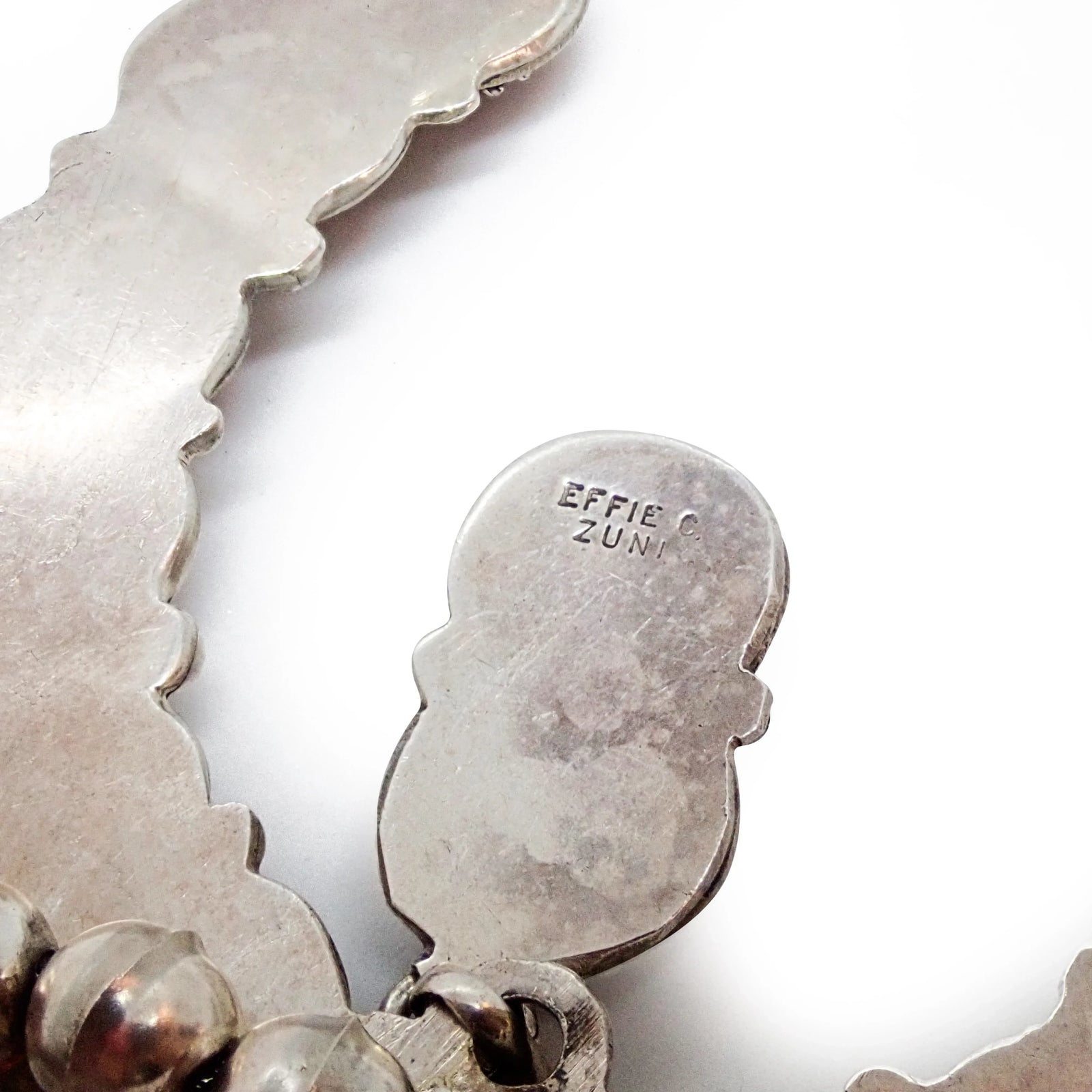 Native American Zuni Coral Cluster Snake Squash Blossom Sterling Silver Necklace by E. CALAVAZA