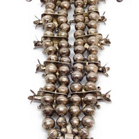 Mid-Century Native American Zuni Turquoise Petit Point Cluster Squash Blossom Sterling Silver Necklace