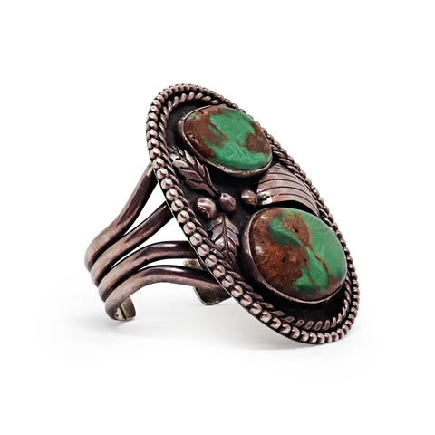 1970's Native American Navajo Turquoise Squash Blossom Sterling Silver Necklace & Bracelet Set by HARRISON