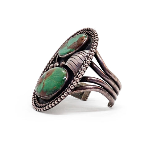 1970's Native American Navajo Turquoise Squash Blossom Sterling Silver Necklace & Bracelet Set by HARRISON