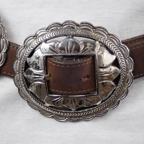 Vintage BRIGHTON Southwestern Navajo 1st Phase Inspired Sunflower Concho Belt